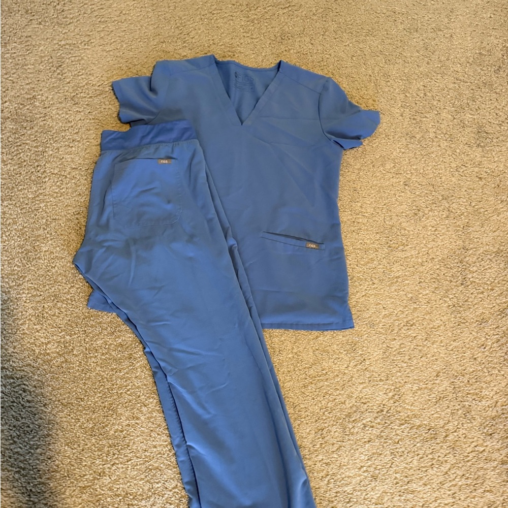 Figs Light Blue V-Neck Scrub Top